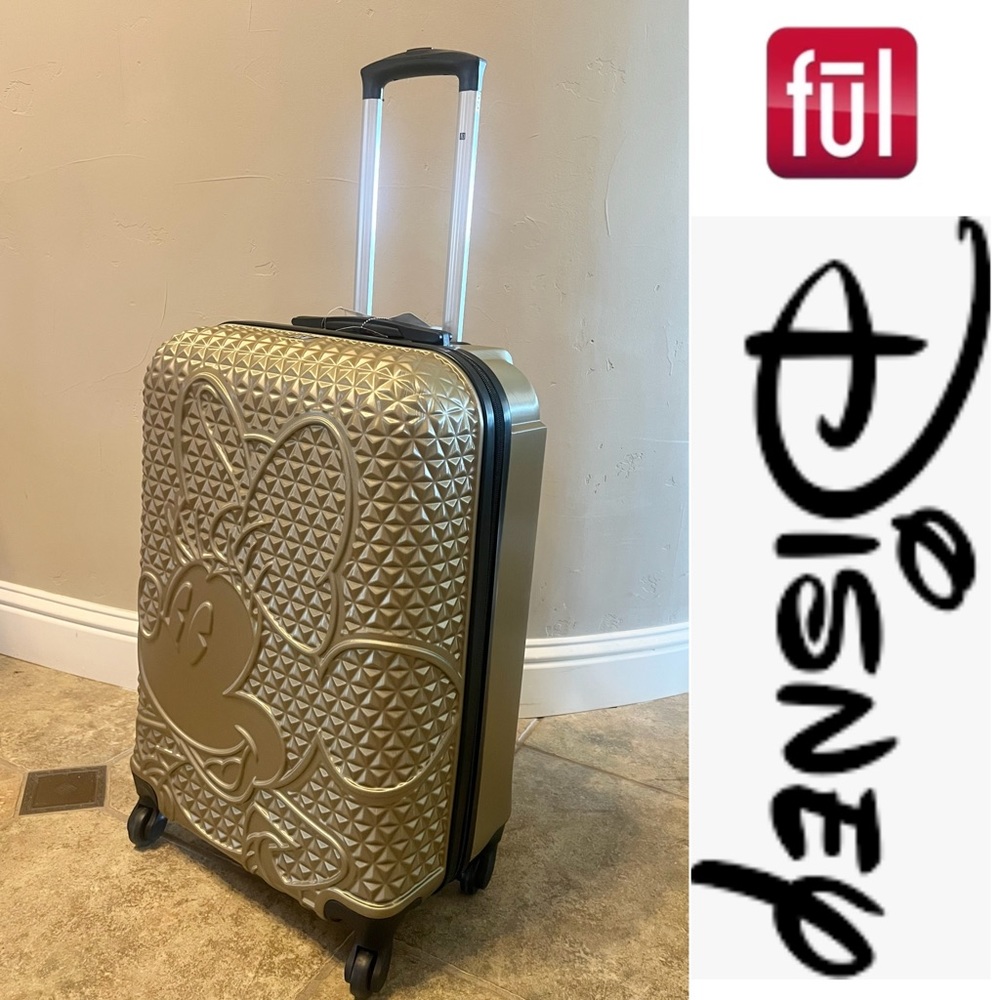 Ful Disney Textured Minnie Mouse Hardsided Rolling Luggage 25”*NWT